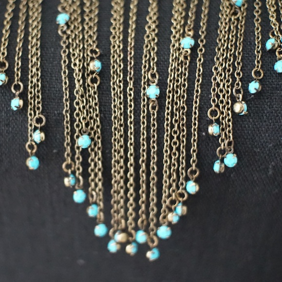 Fringe turquoise necklace. Adjustable - Picture 5 of 5